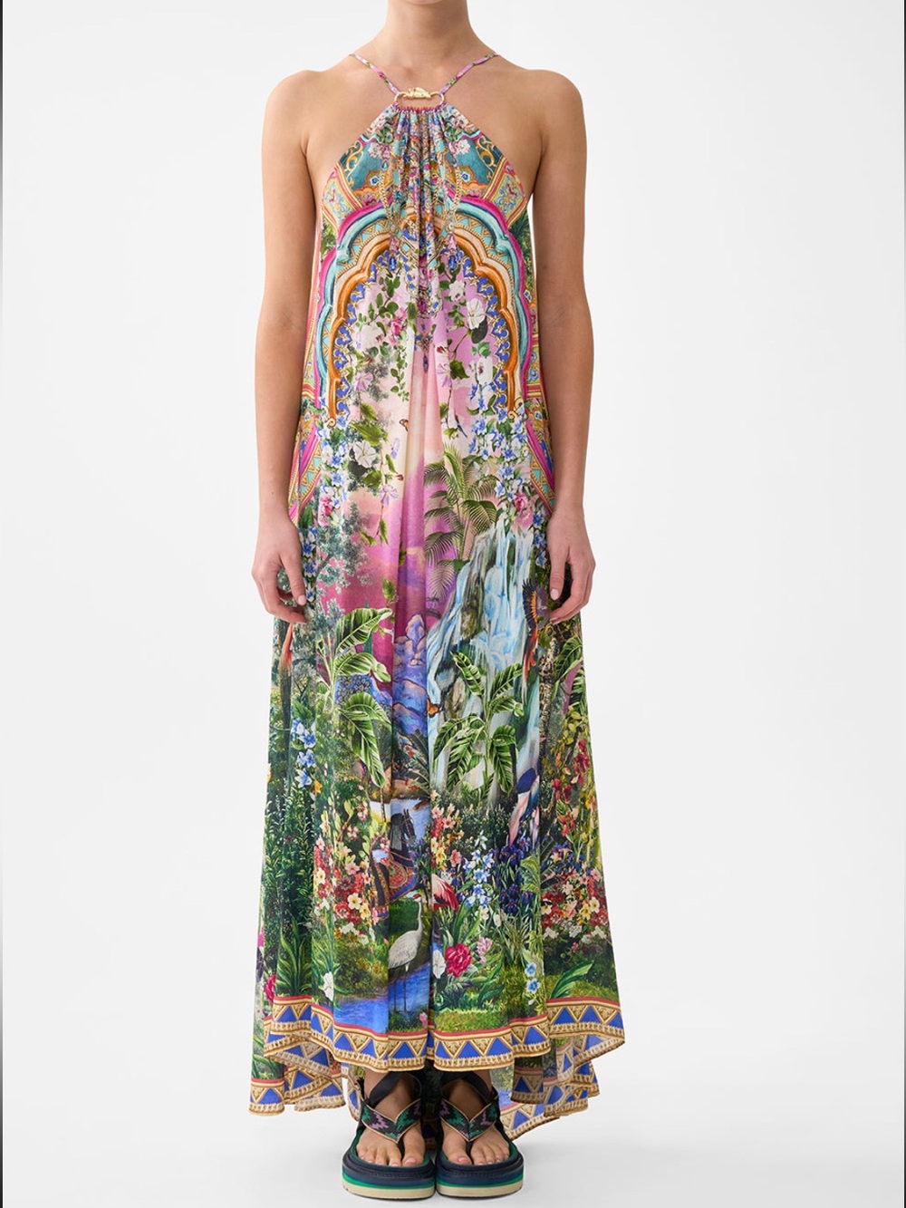 Camilla Turkish Delight Silk Hardware Maxi Dress Small NWT